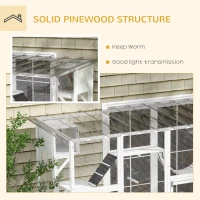 PawHut Large Outdoor Catio with Condos, Platforms, Doors, Ladders, Weather-Resistant Roof, White(m-6)
