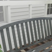 Outsunny 46" Outdoor Garden Bench, Metal Bench, Wood Look Slatted Frame Furniture for Patio, Park, Porch, Lawn, Yard, Deck, Gray(m-8)