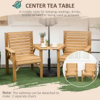 Outsunny 3Pcs Outdoor Bench Set for Backyard, Balcony, Light Brown(m-6)