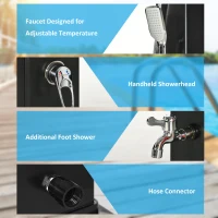 Outsunny 10.6Gal Outdoor Solar Shower w/ 360 Rainfall, Handheld Head, 60℃ Temperature Adjustment for Backyard Poolside Beach Spa(m-5)