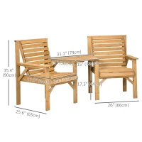 Outsunny 3Pcs Outdoor Bench Set for Backyard, Balcony, Light Brown(m-3)