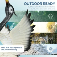 Outsunny Set of 2 Garden Sculptures, Heron Garden Statues for Lawn, Patio, Backyard Decoration, 35.5" & 40.5", White & Black(m-5)