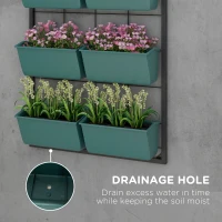Outsunny 3-Tier Hanging Planter with 6 Pots for Indoor and Outdoor Use, Wall Planter, Self Draining & Wall Mounted, Green(m-6)