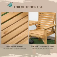 Outsunny 3Pcs Outdoor Bench Set for Backyard, Balcony, Light Brown(m-7)