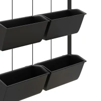 Outsunny 3-Tier Hanging Planter with 6 Pots for Indoor and Outdoor Use, Wall Planter, Self Draining & Wall Mounted, Black(m-8)