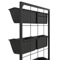 Outsunny 3-Tier Hanging Planter with 6 Pots for Indoor and Outdoor Use, Wall Planter, Self Draining & Wall Mounted, Black(m-9)