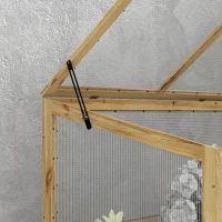 Outsunny Raised Garden Bed with Greenhouse, Polycarbonate Lean-to Wooden Cold Frame, 41" x 22.5" - Perfect for Plant Growth & Protection, Natural(m-9)