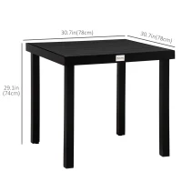 Outsunny Patio Dining Table for 4, Square Aluminum Outdoor Table for Garden Lawn Backyard, Black(m-3)