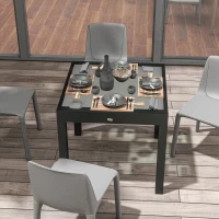 Outsunny Extendable Patio Dining Table, Tempered Glass Aluminum Outdoor Table for Garden Lawn Backyard, Clear(m-9)