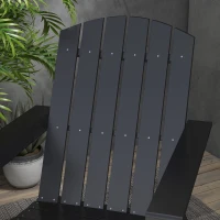 Outsunny Adirondack Chair Patio Muskoka Chair, Outdoor Poplar Wood Fire Pit Chair, Pre-Assembled Backrest Chaise Adirondack with High-back, Large Seat, for Deck, Garden, Black(m-7)