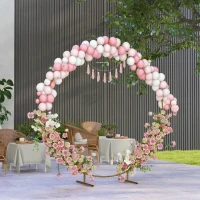 Outsunny 6.6FT Gold Backdrop Stand, Round Metal Wedding Arch for Birthday Party, Bridal Shower, Graduation, Ceremony(m-7)