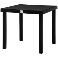 Outsunny Patio Dining Table for 4, Square Aluminum Outdoor Table for Garden Lawn Backyard, Black(m-2)