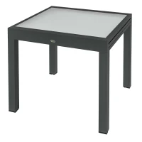 Outsunny Extendable Patio Dining Table, Tempered Glass Aluminum Outdoor Table for Garden Lawn Backyard, Clear(m-2)