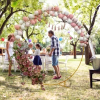 Outsunny 6.6FT Gold Backdrop Stand, Round Metal Wedding Arch for Birthday Party, Bridal Shower, Graduation, Ceremony(m-1)