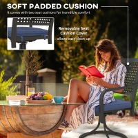 Outsunny 2 Pieces Patio Swivel Chairs with Cushion, Outdoor Swivel Rocker with Curved Armrests, Backrest for Garden, Balcony, Porch, Navy Blue(m-5)