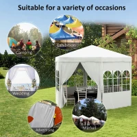 Outsunny 13 ft Party Tent Wedding Gazebo Outdoor Waterproof PE Canopy Shade with 6 Removable Side Walls(m-6)