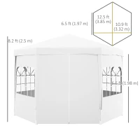 Outsunny 13 ft Party Tent Wedding Gazebo Outdoor Waterproof PE Canopy Shade with 6 Removable Side Walls(m-3)