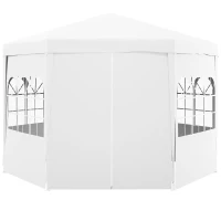 Outsunny 13 ft Party Tent Wedding Gazebo Outdoor Waterproof PE Canopy Shade with 6 Removable Side Walls(m-2)