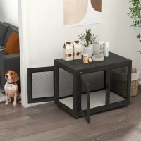 PawHut Pet Crate End Table with Water-resistant Cushion or Large Medium Dogs, Black(m-10)