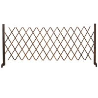 Outsunny Expanding Garden Fencing Freestanding Wooden Movable Fence Trellis, Dark Brown(m-2)