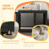 PawHut Pet Crate End Table with Water-resistant Cushion or Large Medium Dogs, Black(m-7)