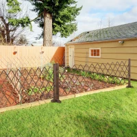 Outsunny Expanding Garden Fencing Freestanding Wooden Movable Fence Trellis, Dark Brown(m-1)