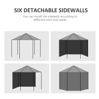 Outsunny 13 ft Party Tent Wedding Gazebo Outdoor Waterproof PE Canopy Shade with 6 Removable Side Walls(m-7)