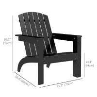 Outsunny Adirondack Chair Patio Muskoka Chair, Outdoor Poplar Wood Fire Pit Chair, Pre-Assembled Backrest Chaise Adirondack with High-back, Large Seat, for Deck, Garden, Black(m-3)