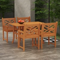 Outsunny Outdoor Patio Dining Set, 4 Seater Wood Dining Table and Chairs for Backyard, Conservatory, Garden, Poolside, Deck, Teak(m-2)