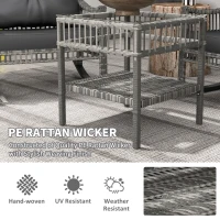 Outsunny 3 Pieces Outdoor PE Rattan Rocker Chair Set, Rocking Chair with Tempered Glass Table Top,25"x26"x28", Mixed Grey(m-5)