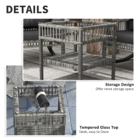 Outsunny 3 Pieces Outdoor PE Rattan Rocker Chair Set, Rocking Chair with Tempered Glass Table Top,25"x26"x28", Mixed Grey(m-7)