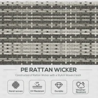 Outsunny 7pc Garden Wicker Sectional Set w/ Tea Table Patio Rattan Lounge Sofa Outdoor Deck Furniture Blue(m-4)