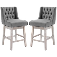 HOMCOM Swivel Bar Stools Set of 2, 27" Counter Height Stools with Linen Upholstery and Button Tufted Design for Kitchen