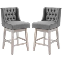 HOMCOM Swivel Bar Stools Set of 2, 27" Counter Height Stools with Linen Upholstery and Button Tufted Design for Kitchen(m-1)