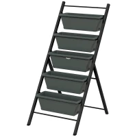 Outsunny 5-Tier Vertical Raised Garden Planter with 5 Container Boxes, Outdoor Plant Stand for Vegetable Flowers, Grey(m-2)
