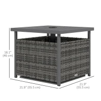 Outsunny Rattan Coffee Wicker Patio Table w/ Umbrella Hole for Backyard Mixed-Grey(m-3)