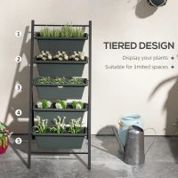Outsunny 5-Tier Vertical Raised Garden Planter with 5 Container Boxes, Outdoor Plant Stand for Vegetable Flowers, Grey(m-4)