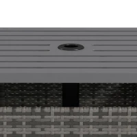 Outsunny Rattan Coffee Wicker Patio Table w/ Umbrella Hole for Backyard Mixed-Grey(m-10)