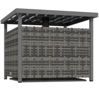 Outsunny Rattan Coffee Wicker Patio Table w/ Umbrella Hole for Backyard Mixed-Grey(m-9)