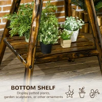 Outsunny Windmill Weather Vane, Wind Vane with Bottom Shelf, Steel Windmill Head, Stained Wood(m-5)