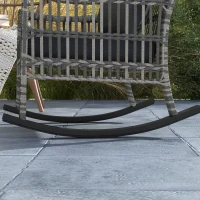 Outsunny 3 Pieces Outdoor PE Rattan Rocker Chair Set, Rocking Chair with Tempered Glass Table Top,25"x26"x28", Mixed Grey(m-9)