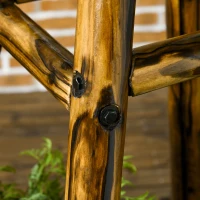 Outsunny Windmill Weather Vane, Wind Vane with Bottom Shelf, Steel Windmill Head, Stained Wood(m-9)