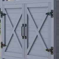 Outsunny Outdoor Wooden Potting Bench with Storage Cabinet, Aluminum Tabletop, Rubber Wheels for Backyard, Patio, Balcony, Gray(m-9)