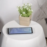 Outsunny 12.5" Steel Patio End Table, Round Hollow Drum Side Table, Accent Table for Indoor and Outdoor, White(m-9)