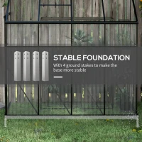 Outsunny 8' x 4' Walk-in Polycarbonate Greenhouse, Lean-to Aluminum Green House with Rain Gutter and Foundation, Black(m-6)