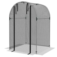 Outsunny Galvanized Steel Crop Cage, Plant Protection Tent with Zippered Door, 4' x 4', Black(m-2)