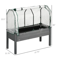 Outsunny Raised Garden Bed with PE Greenhouse Cover Outdoor Planter Box for Herbs and Vegetables, 48 x 22 x 46 inch, Dark Gray(m-3)