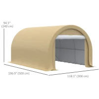 Outsunny 10' x 16' Heavy Duty Portable Carport Tent with Zippered Door, PE Cover for Car, Boat, Motorcycle, Bike, Beige(m-3)