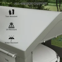 Outsunny 10'x19.5' Heavy Duty Carport, Portable Garage Canopy with Roll-up Doors & Ventilated Windows, Weather-Resistant for Cars, Trucks, Boats, Garden Tools, Gray(m-3)