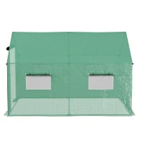 Outsunny Walk-in Tunnel Greenhouse UV-resistant Green House with Door and Mesh Windows, 6.6' x 10' x 6.6', Green(m-10)